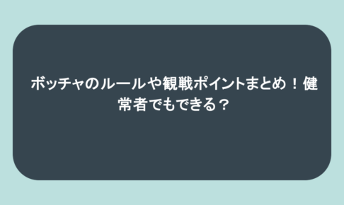 ボッチャのルールや観戦ポイントまとめ!健常者でもできる?