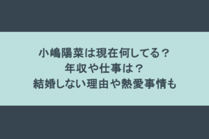 小嶋陽菜は現在何してる?年収や仕事は?結婚しない理由や熱愛事情も