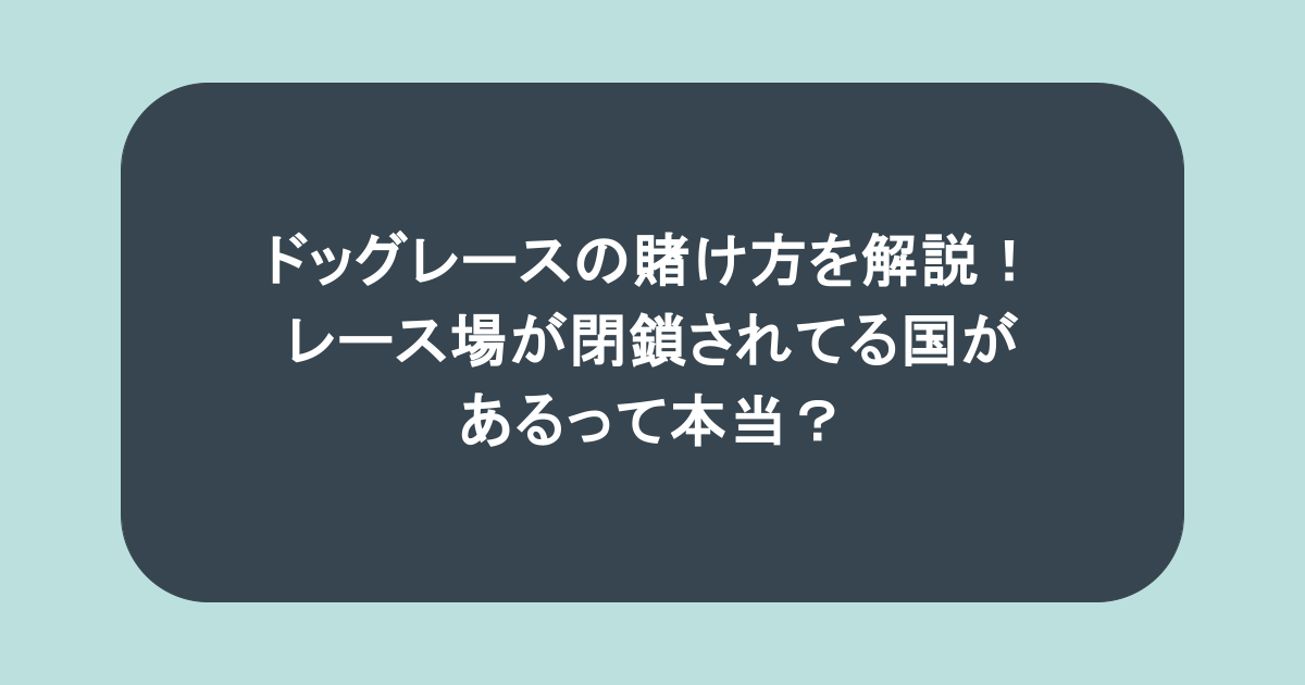 ドッグレースの賭け方を解説!レース場が閉鎖されてる国があるって本当?